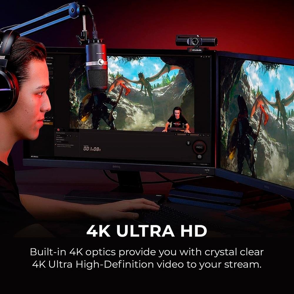 Imagem 5 de 8 do produto Webcam Live Streamer  Avermedia CAM 513, 4K UHD, 3840x2160P, USB, Microfone Embutido, Preto - 61PW513000AC