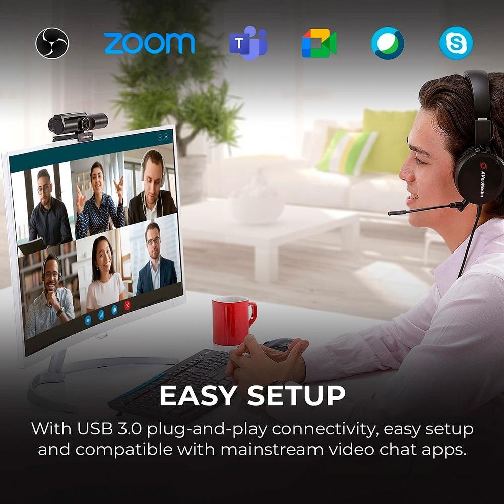 Imagem 6 de 8 do produto Webcam Live Streamer  Avermedia CAM 513, 4K UHD, 3840x2160P, USB, Microfone Embutido, Preto - 61PW513000AC