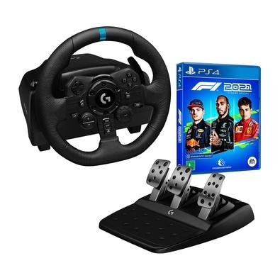 Volante Logitech G923 para PS5, PS4 e PC O Logitech G923 é um volante de alto desempenho para corridas que revoluciona a experiência nos jogos para