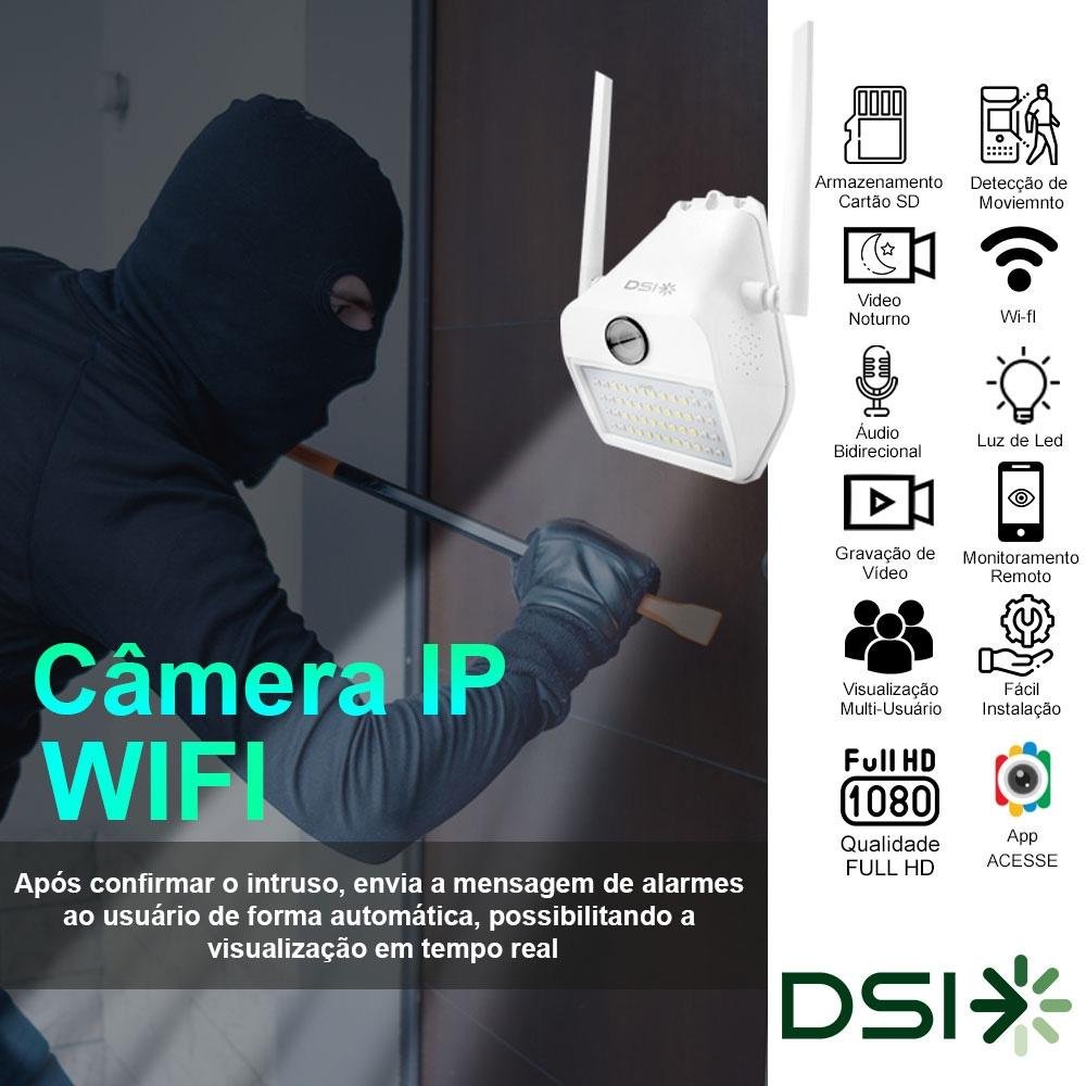 Câmera de Segurança DSI Dome Digital, Wi-fi, 1080P, Áudio bidirecional, Branco - AC02