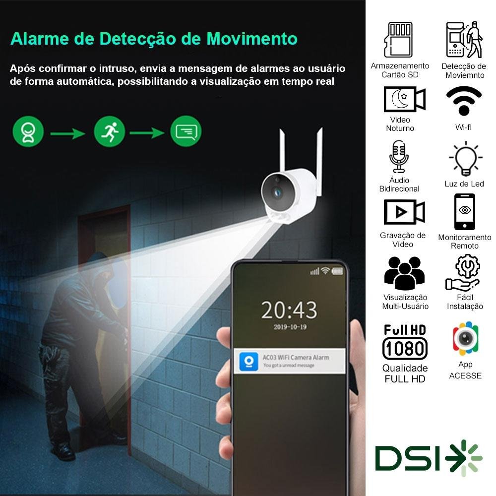 Câmera de Segurança DSI Dome Digital, Wi-fi, 2MP, 1080P, Áudio Bidirecional, Branco - AC03 - view 5