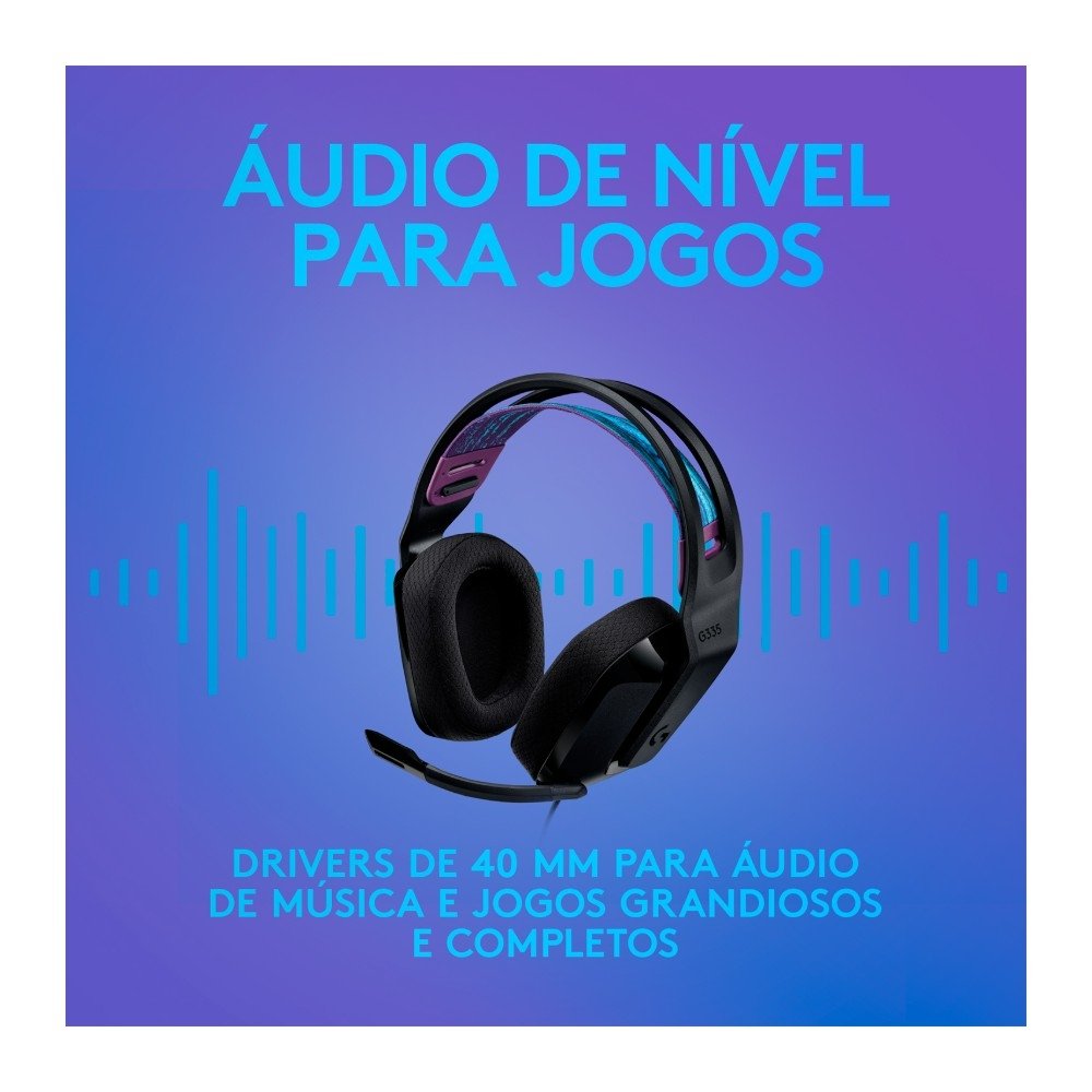 Headset Gamer ( Balão.info) G335, 3.5mm para PC/PlayStation/( Balão.info)/Switch/Mobile, Driver 40mm, Arco Ajustável, Preto - 981-( Balão.info - foto 10