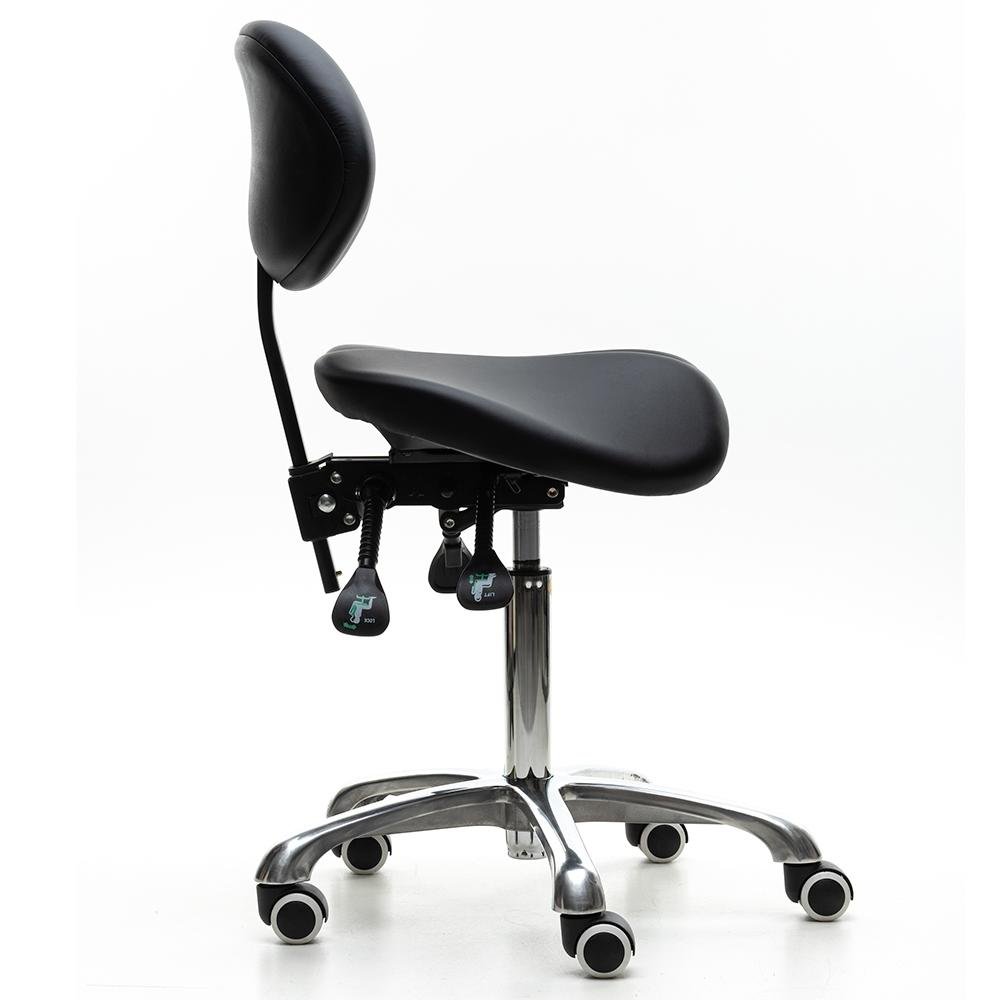 Imagem 4 de 5 do produto Cadeira Mocho Sela com Encosto Husky Professional 300, Preto - Encosto de Costas, Reclinável, Base em Alumínio - HTCAB002