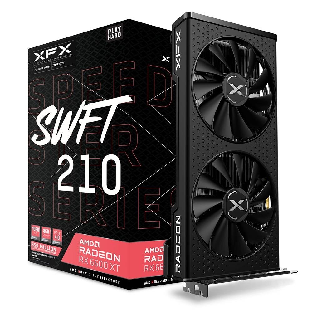 その他 XFX Radeon RX 6600 XT Placa de Vídeo RX 6600 XT XFX Speedster SWFT210 AMD Radeon, 8GB