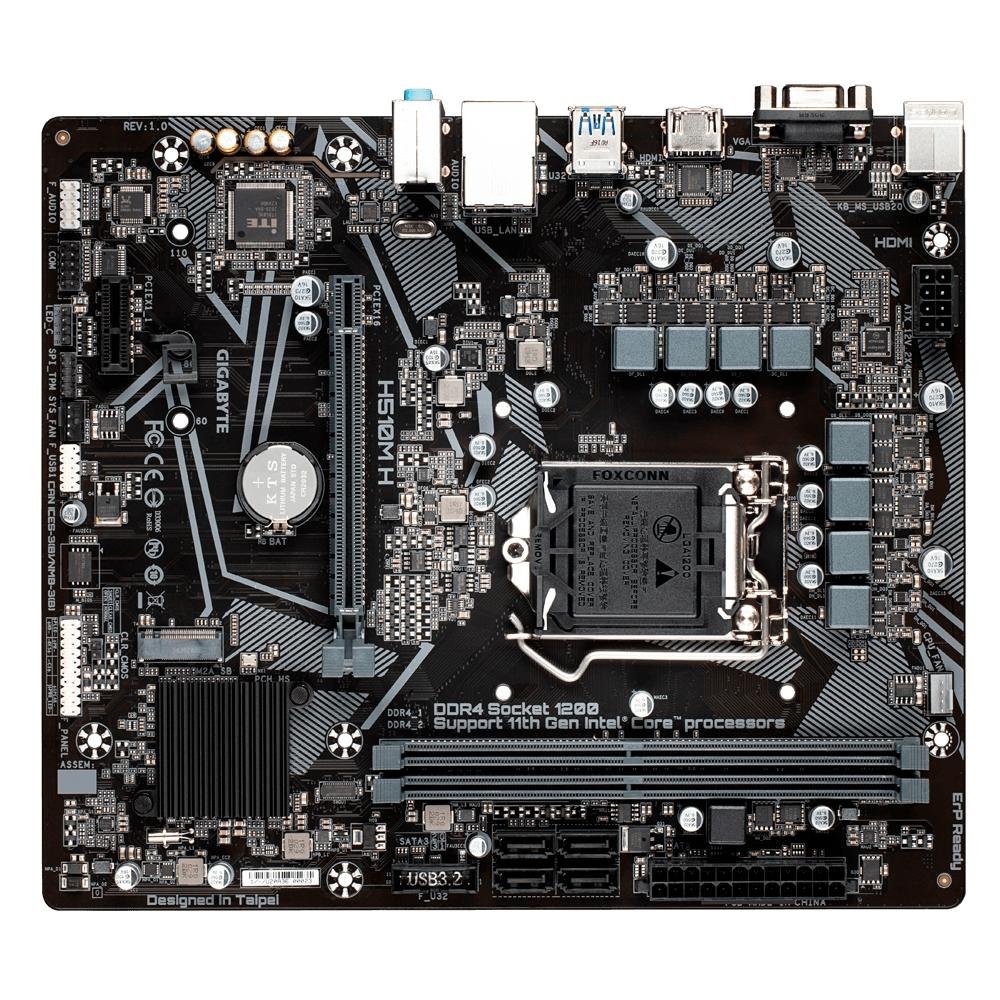 Placa-Mãe Gigabyte H510M, Rev. 1.0, Intel LGA 1200, mATX, DDR4, Preto - H510M H