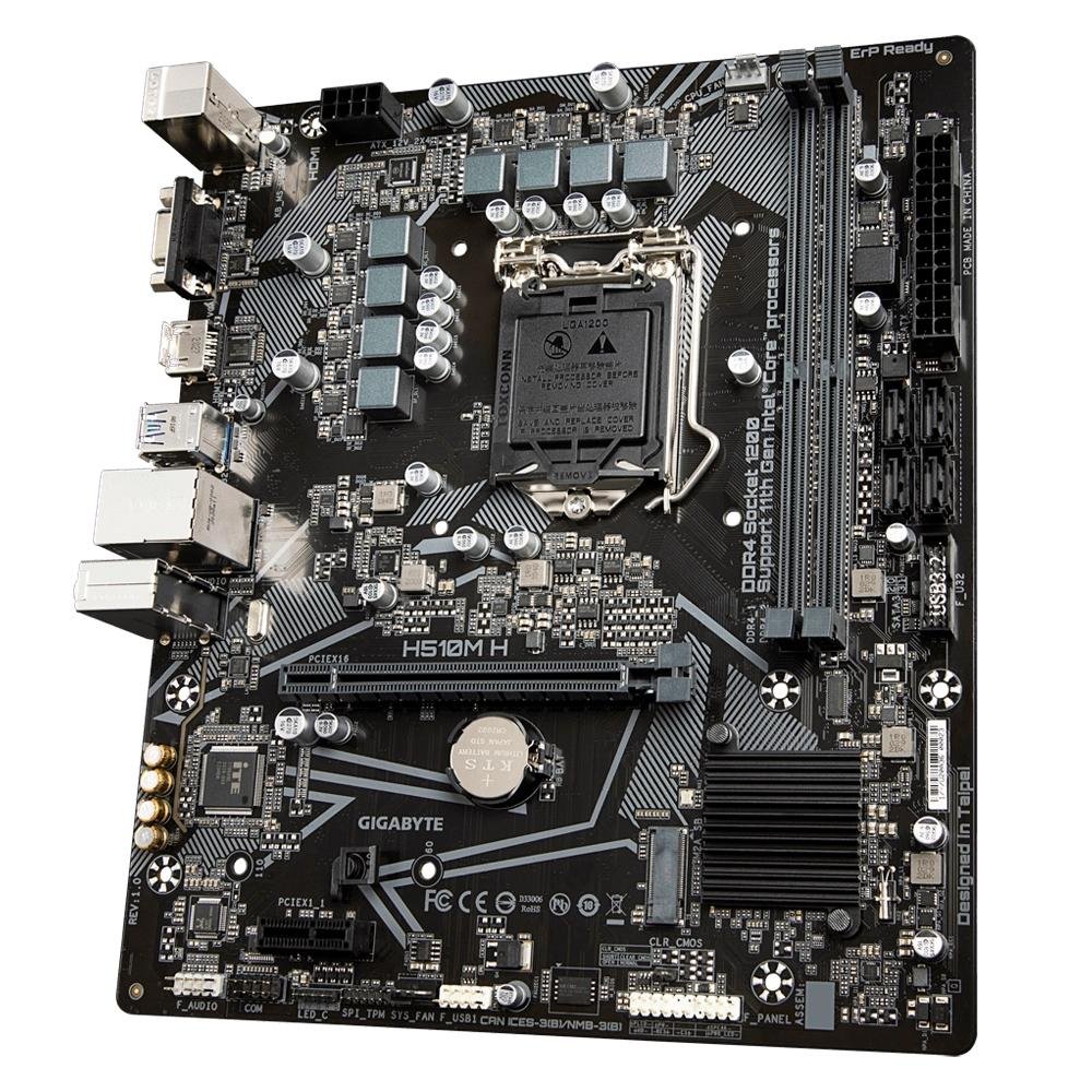 Placa-Mãe Gigabyte H510M, Rev. 1.0, Intel LGA 1200, mATX, DDR4, Preto - H510M H
