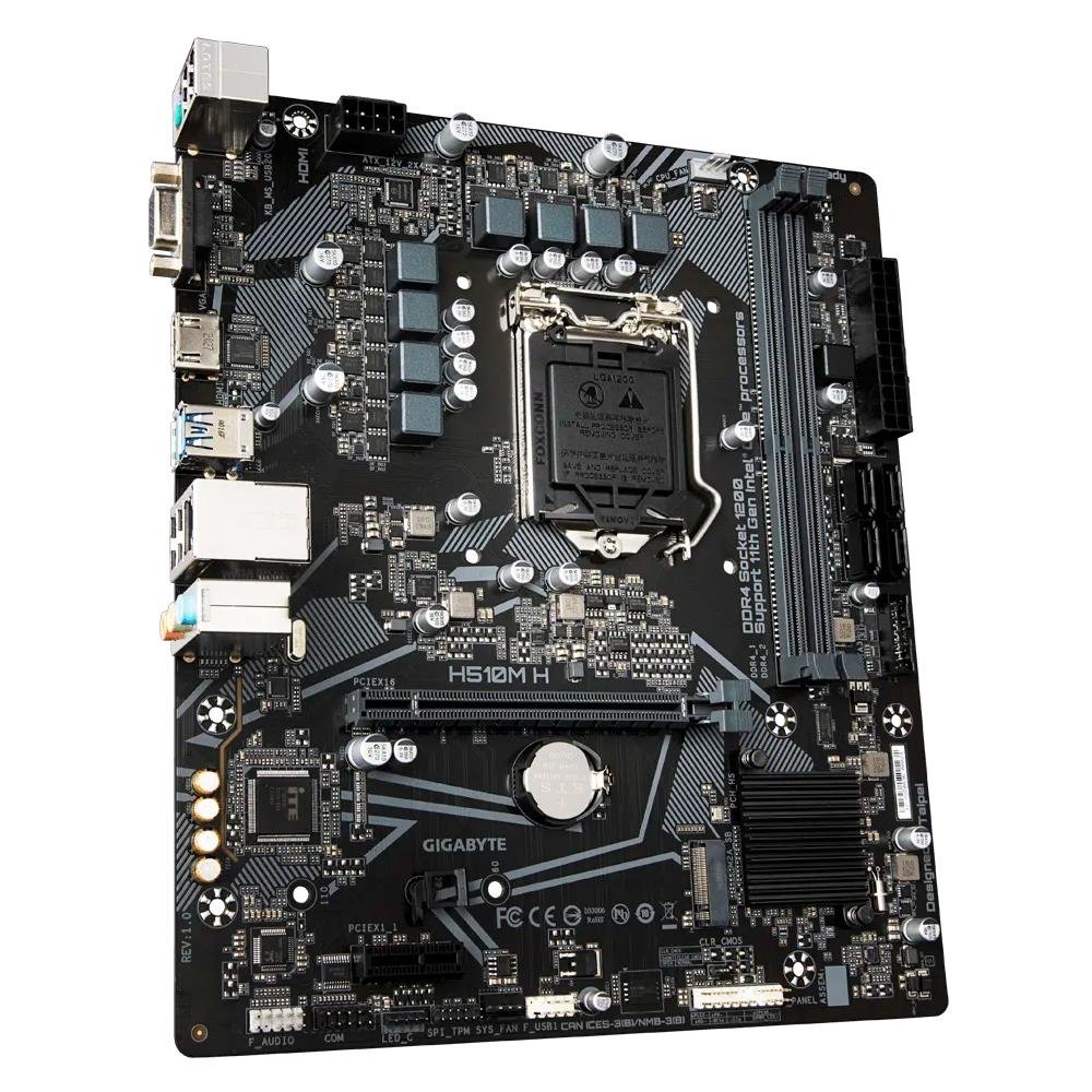 Placa-Mãe Gigabyte H510M, Rev. 1.0, Intel LGA 1200, mATX, DDR4, Preto - H510M H