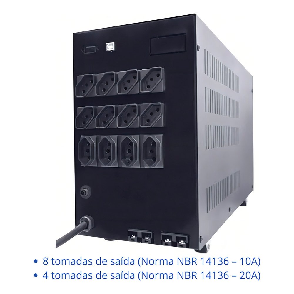 Imagem 6 de 6 do produto Nobreak TS Shara UPS Senoidal Universal, 3200VA, 2 Baterias Internas, Entrada Bivolt Automática, Senoidal, Indicador LED, USB - 4450