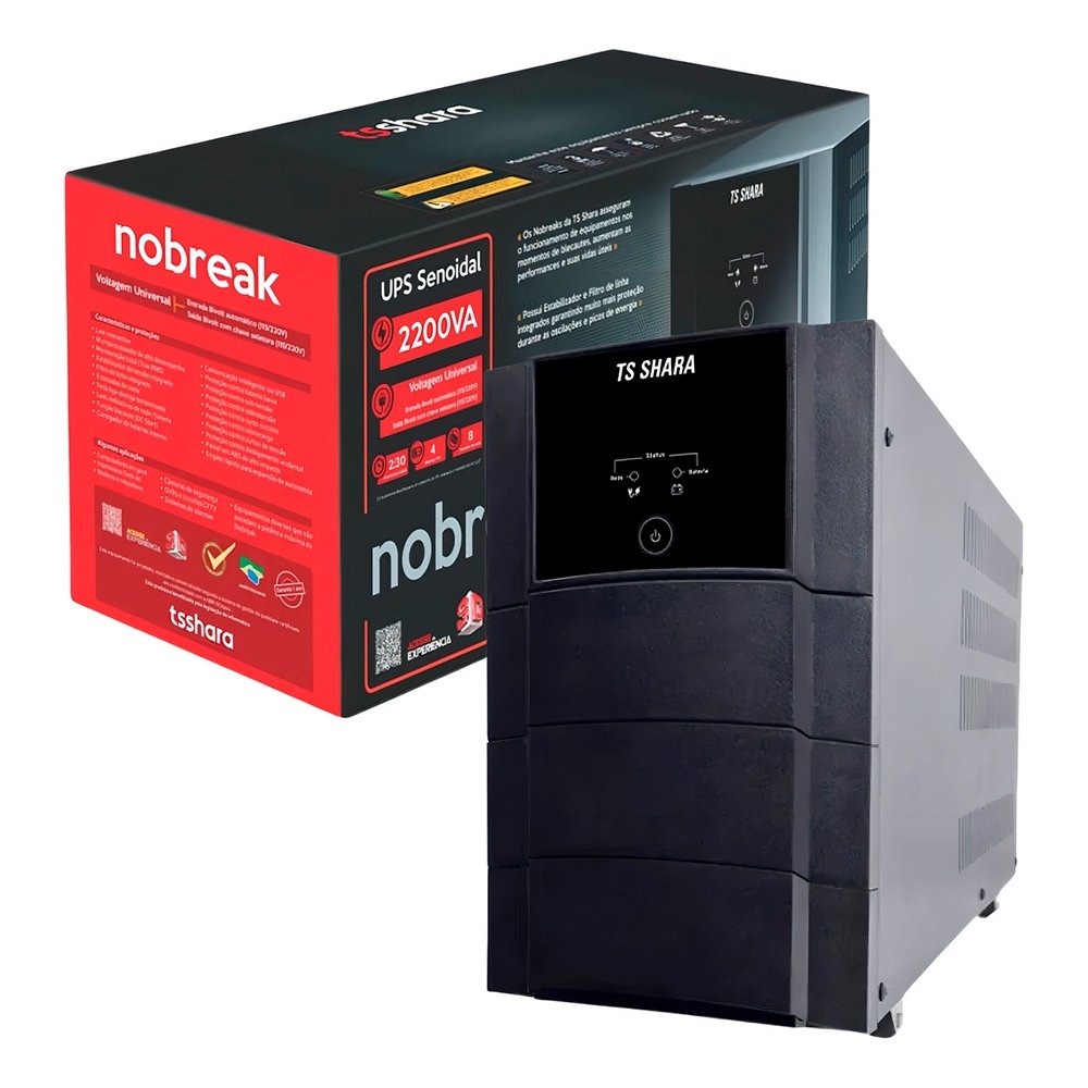 Nobreak TS Shara UPS Senoidal Universal, 2200VA, 8 Tomadas, 4 Baterias, Entrada Bivolt Automática, Senoidal, Indicador LED - 4452 - view 4