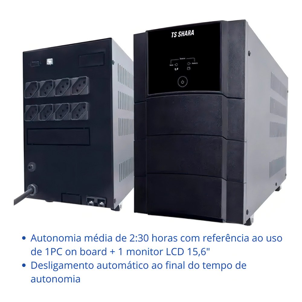 Nobreak TS Shara UPS Senoidal Universal, 2200VA, 8 Tomadas, 4 Baterias, Entrada Bivolt Automática, Senoidal, Indicador LED - 4452 - view 5