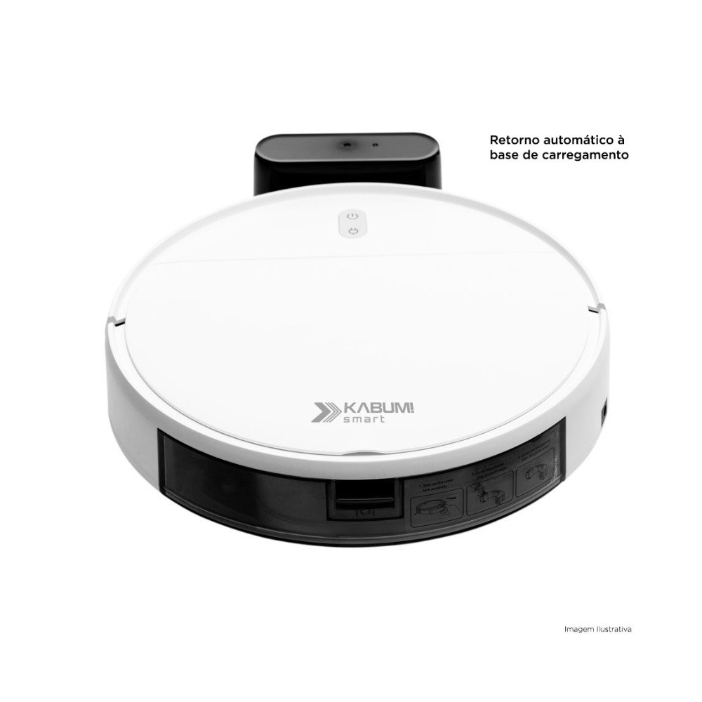 Robô Aspirador e Passa Pano KABUM! smart 100 - 5 Modos de Limpeza, Sensor Anti-Queda, Carregamento Automático, Aplicativo, Bivolt, Branco - KBSF005 Robô Aspirador e Passa Pano KABUM! smart 100 - 5 Modos de Limpeza, Sensor Anti-Queda, Carregamento Automático, Aplicativo, Bivolt, Branco - KBSF005