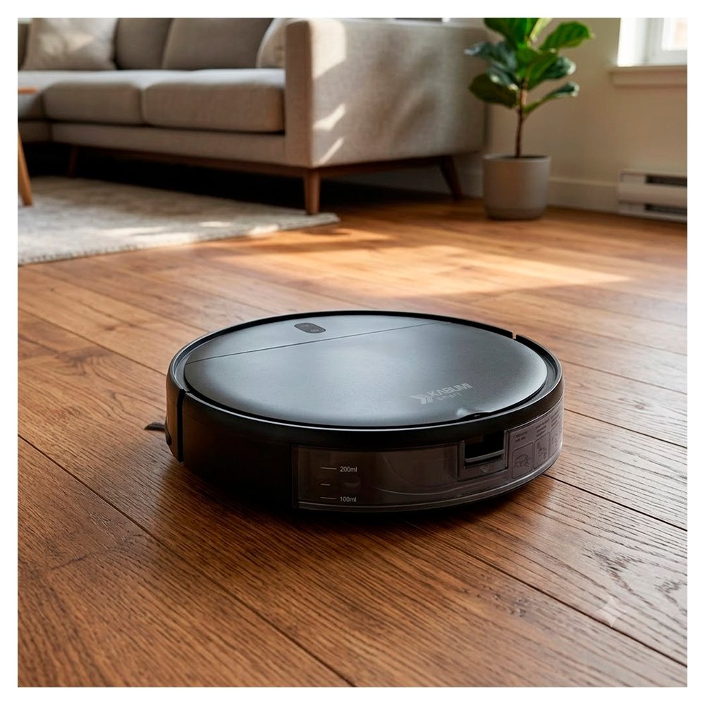 Robô Aspirador e Passa Pano KABUM! smart 100 - 5 Modos de Limpeza, Sensor Anti-Queda, Carregamento Automático, Aplicativo, Bivolt, Preto - KBSF007 Robô Aspirador e Passa Pano KABUM! smart 100 - 5 Modos de Limpeza, Sensor Anti-Queda, Carregamento Automático, Aplicativo, Bivolt, Preto - KBSF007
