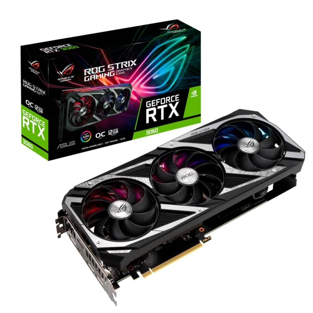 Placa De Vídeo Asus Nvidia Geforce Rog Strix Rtx 3060 O12g V2 Gaming Oc Edition 12gb Gddr6 1186