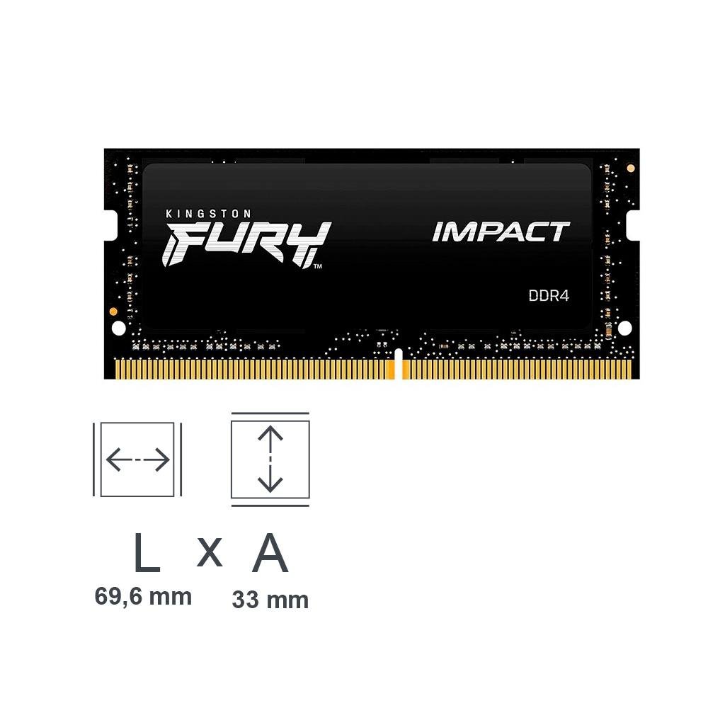 Memória RAM Para Notebook Kingston Fury Impact, 8GB, 3200MHz, DDR4, CL20 - KF432S20IB/8 - view 4