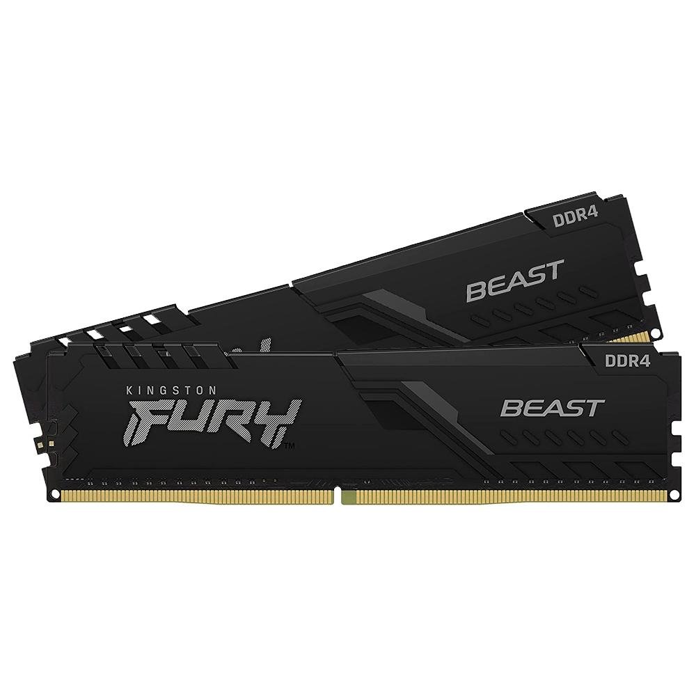 Memória RAM Kingston Fury Beast, 16GB (2x8GB), 3200MHz, DDR4, CL16, Preto - KF432C16BBK2/16 Memória RAM Kingston Fury Beast, 16GB (2x8GB), 3200MHz, DDR4, CL16, Preto - KF432C16BBK2/16