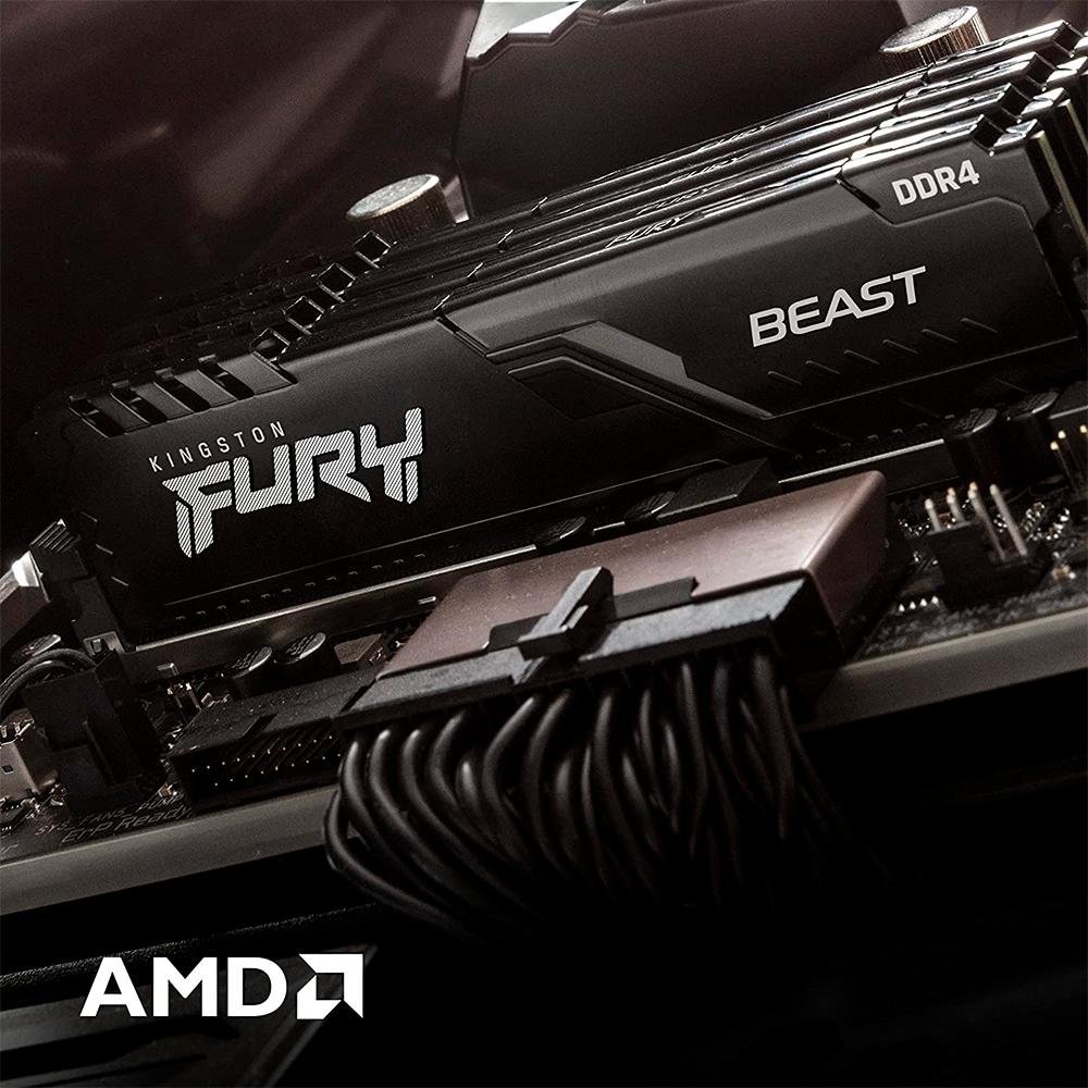 Memória RAM Kingston Fury Beast, 16GB (2x8GB), 3200MHz, DDR4, CL16, Preto - KF432C16BBK2/16 Memória RAM Kingston Fury Beast, 16GB (2x8GB), 3200MHz, DDR4, CL16, Preto - KF432C16BBK2/16