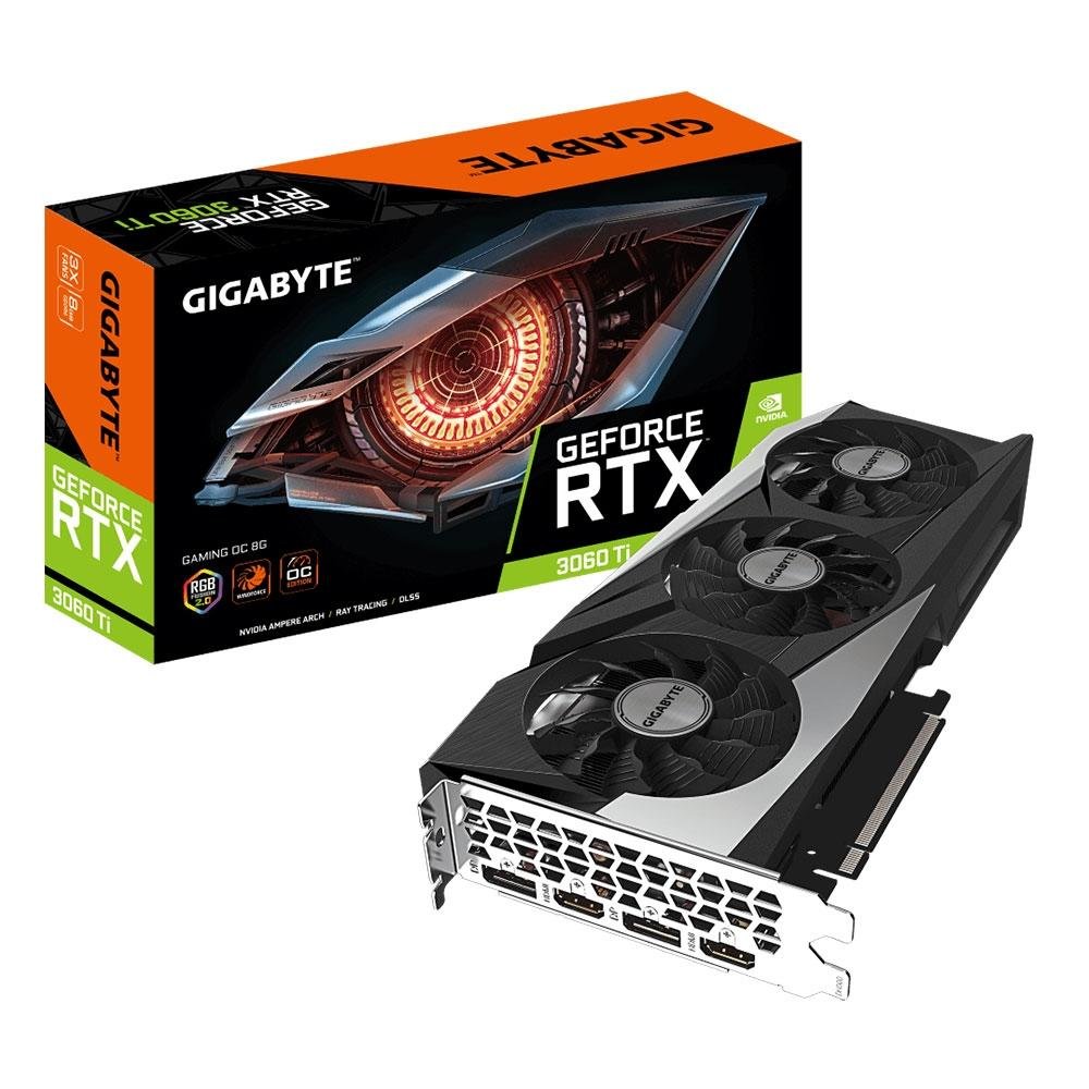 Placa de Vídeo RTX 3060 Ti Gaming Gigabyte NVIDIA GeForce, 8GB GDDR6, RGB, DLSS, Ray Tracing - GV-N306TGAMING OC-8GD (rev. 2.0) Placa de Vídeo RTX 3060 Ti Gaming Gigabyte NVIDIA GeForce, 8GB GDDR6, RGB, DLSS, Ray Tracing - GV-N306TGAMING OC-8GD (rev. 2.0)
