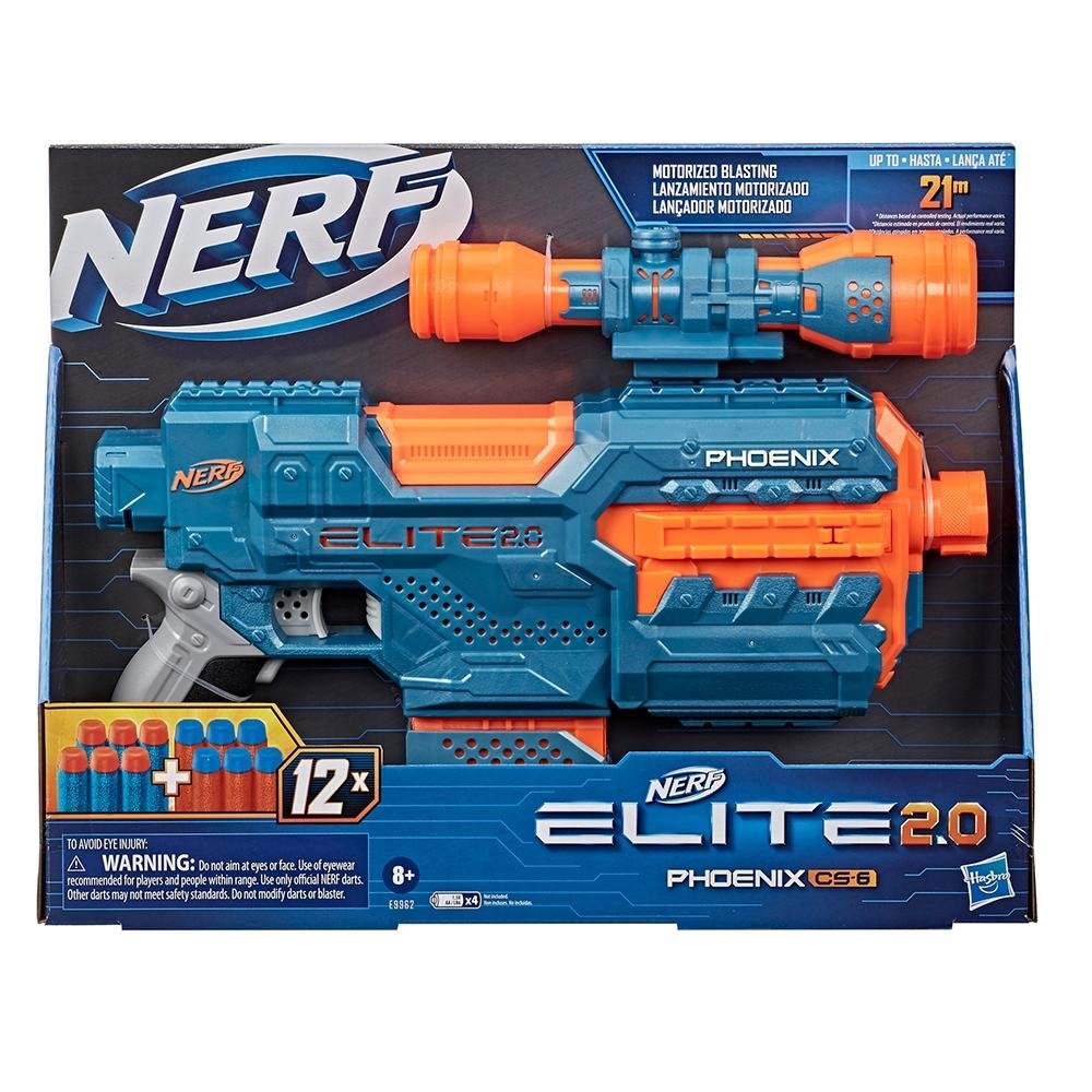 Lança Dardos Hasbro Nerf Elite 2.0 Phoenix CS-6, Motorizado e Clip