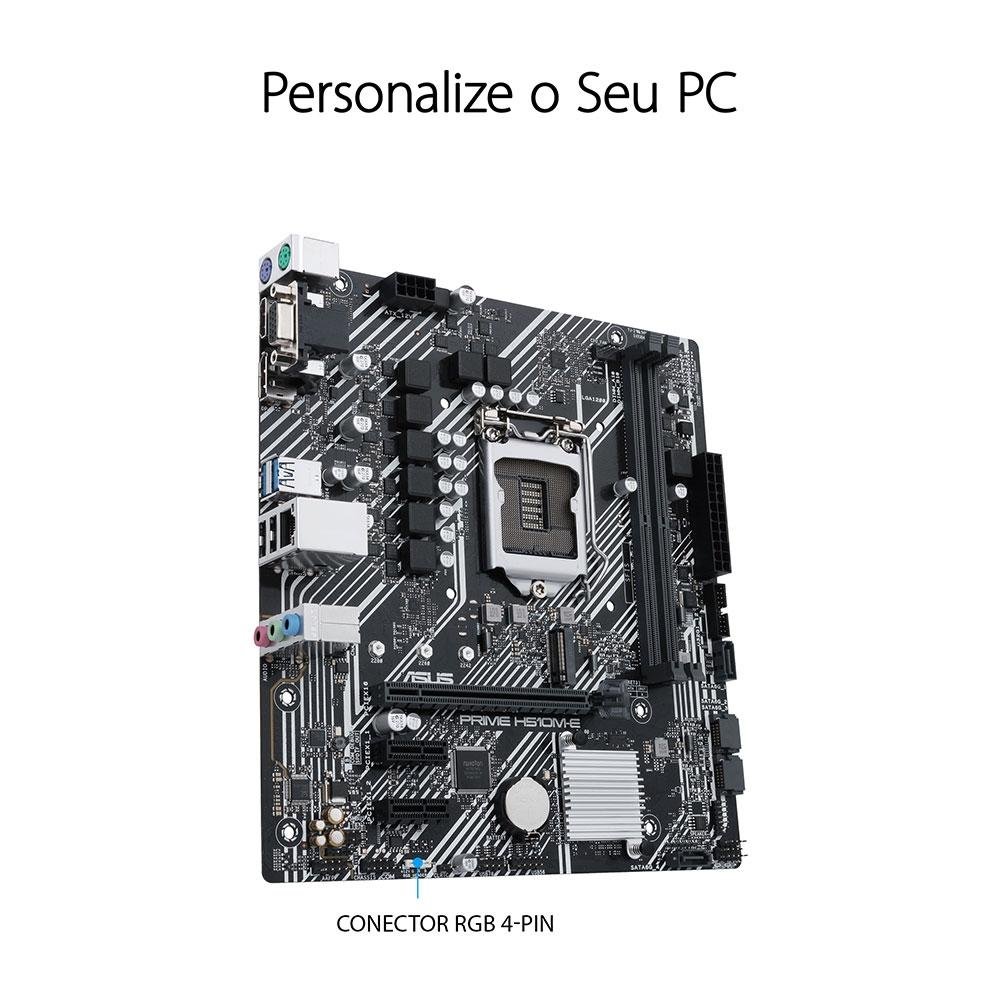 Placa-Mãe ASUS Prime H510M-E, Intel LGA 1200, microATX, DDR4, Preto - 90MB17E0-C1BAY0