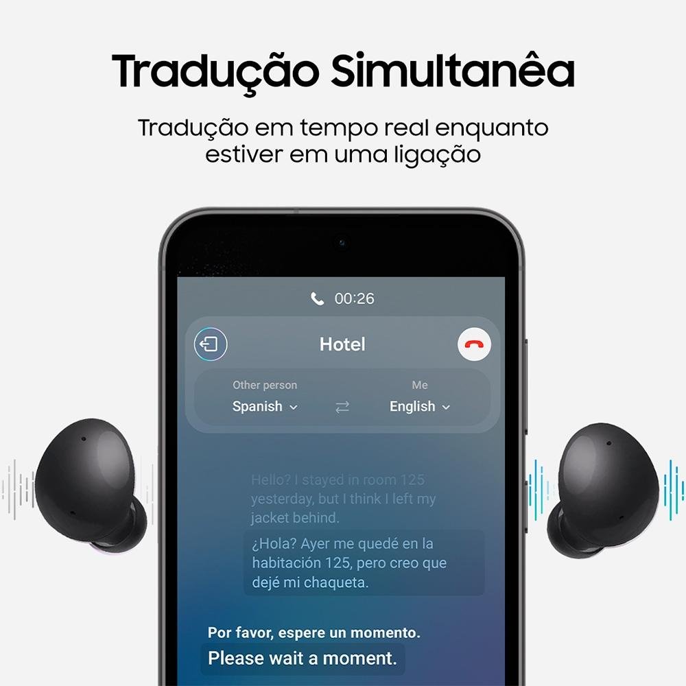 Fone de Ouvido Sem Fio Samsung Galaxy Buds 2, Cancelamento de Ruído Ativo, Preto - SM-R177NZKPZTO Fone de Ouvido Sem Fio Samsung Galaxy Buds 2, Cancelamento de Ruído Ativo, Preto - SM-R177NZKPZTO
