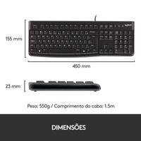Teclado com fio USB Logitech K120 Resistente à Respingos e Layout ABNT2 -920-004423