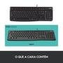 Teclado com fio USB Logitech K120 Resistente à Respingos e Layout ABNT2 -920-004423