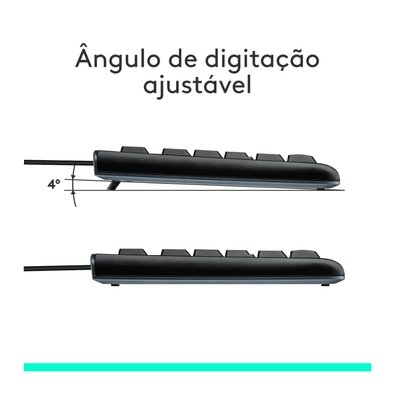 Combo Teclado e Mouse com fio USB Logitech MK120 com Design Confortável, Durável e Resistente à Respingos e Layout ABNT2 - 920-004429