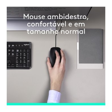 Combo Teclado e Mouse com fio USB Logitech MK120 com Design Confortável, Durável e Resistente à Respingos e Layout ABNT2 - 920-004429