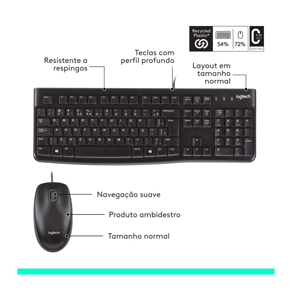 Combo Teclado e Mouse com fio USB ( Balão.info) MK120 com Design Confortável, Durável e Resistente à Respingos e Layout ( Balão.info) - 920-( Balão.info - foto 6