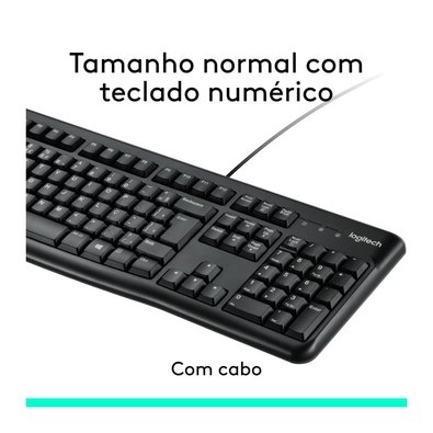 Combo Teclado e Mouse com fio USB Logitech MK120 com Design Confortável, Durável e Resistente à Respingos e Layout ABNT2 - 920-004429