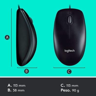 Combo Teclado e Mouse com fio USB Logitech MK120 com Design Confortável, Durável e Resistente à Respingos e Layout ABNT2 - 920-004429