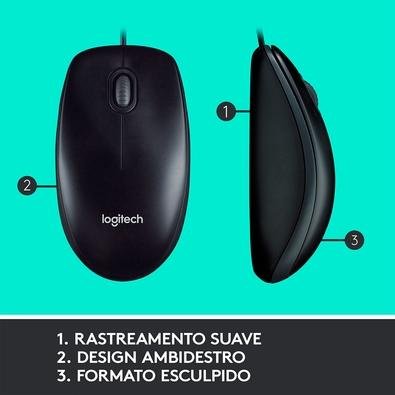 Combo Teclado e Mouse com fio USB Logitech MK120 com Design Confortável, Durável e Resistente à Respingos e Layout ABNT2 - 920-004429