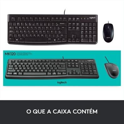 Combo Teclado e Mouse com fio USB Logitech MK120 com Design Confortável, Durável e Resistente à Respingos e Layout ABNT2 - 920-004429