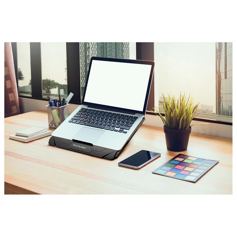 Imagem 5 de 5 do produto Base com Cooler para Notebook Multi, até 17", com Base Giratória 360° e Ajuste de Altura, Preto - AC382