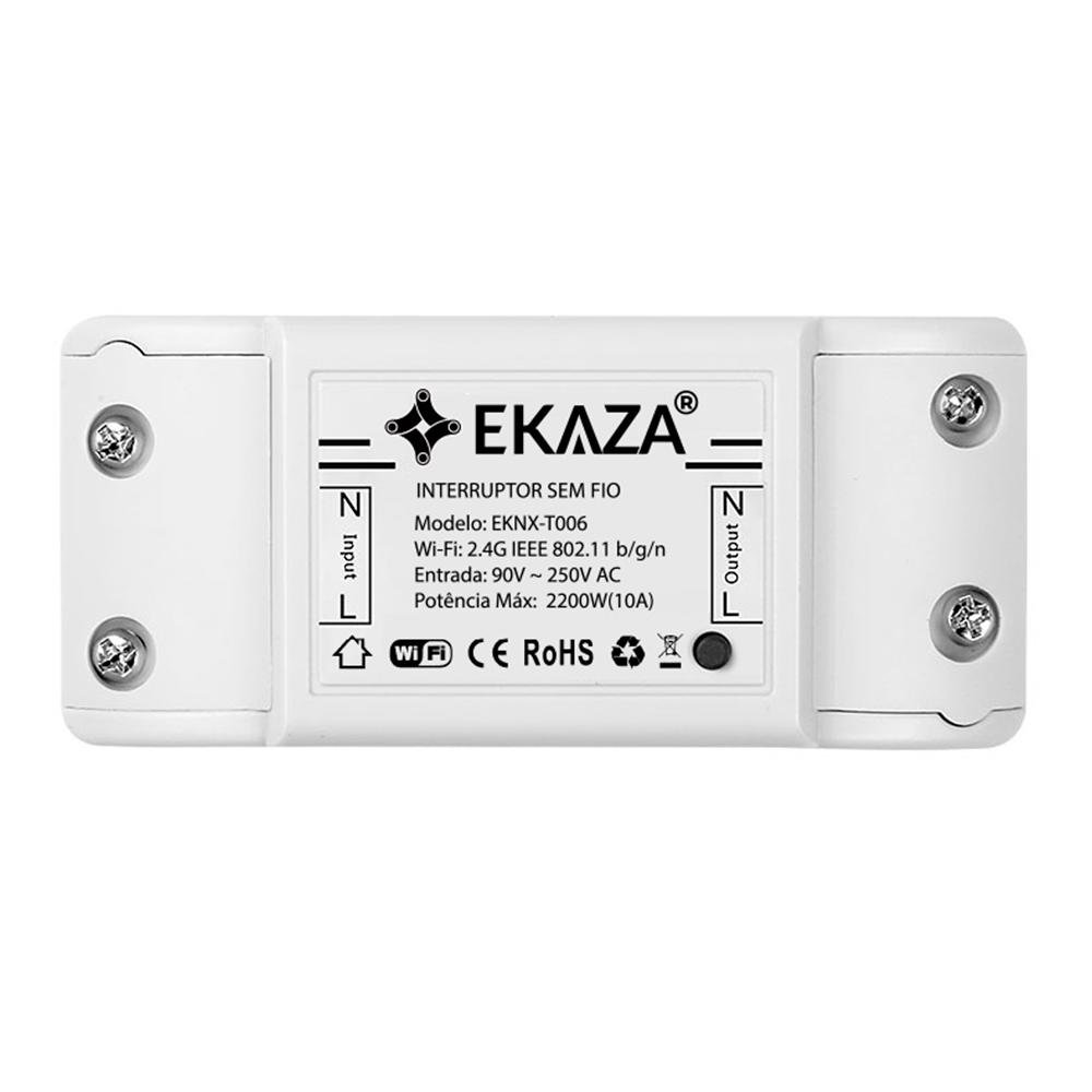 Interruptor Smart Ekaza, Wi-Fi, Bluetooth, Alexa, Google Assistant, Bivolt, Branco - EKNX-T006