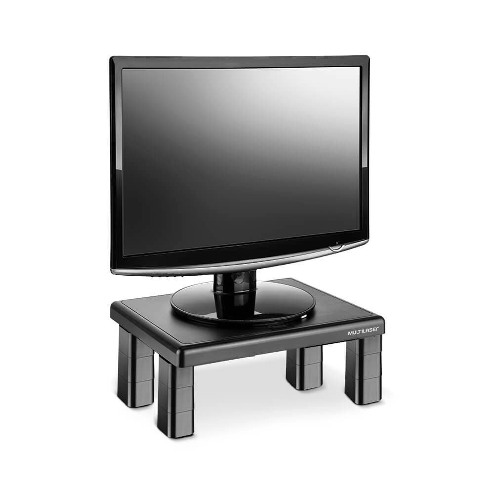 Imagem 2 de 5 do produto Suporte Ergonômico para Monitor Multi Quadrado, Ajuste com 4 Níveis de Altura, Preto - AC125