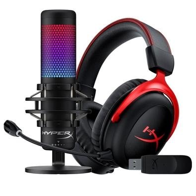 Kit Microfone Gamer HyperX QuadCast S + Headset Sem Fio Gamer HyperX Cloud  II | KaBuM!