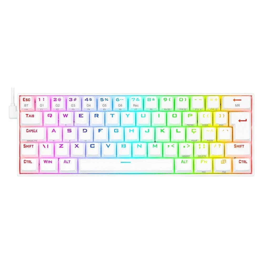 Kit Teclado Mecânico Gamer Redragon Draconic 60% RGB Branco  + Mouse Gamer Redragon Cobra Lunar White