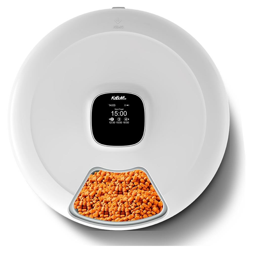 Comedouro Pet Redondo KaBuM! Smart 500, Branco - Automático, Controle via Aplicativo, 6 tipos de comidas - KBSN004