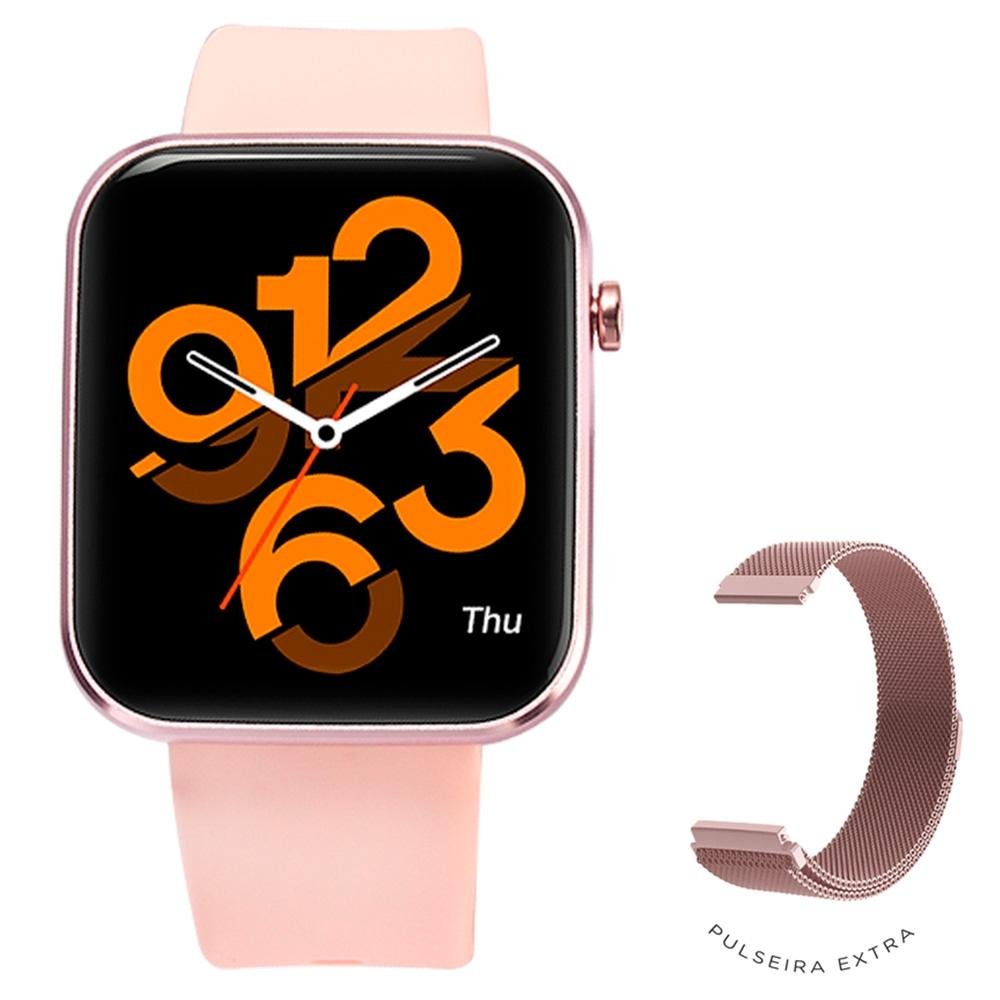 SmartWatch Balão.info Smart 500, Rosé, Pulseira Extra Rosé Magnético, Compatível IoT Tuya - KBSAC008