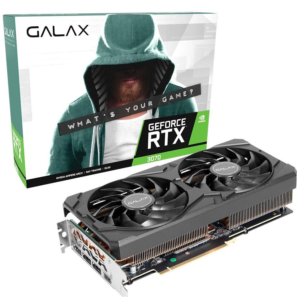 Placa de Vídeo RTX 3070 1-Click OC Galax NVIDIA GeForce, 8GB GDDR6, DLSS, LHR, Ray Tracing, Preto - 37NSL6MD2KCH Placa de Vídeo RTX 3070 1-Click OC Galax NVIDIA GeForce, 8GB GDDR6, DLSS, LHR, Ray Tracing, Preto - 37NSL6MD2KCH