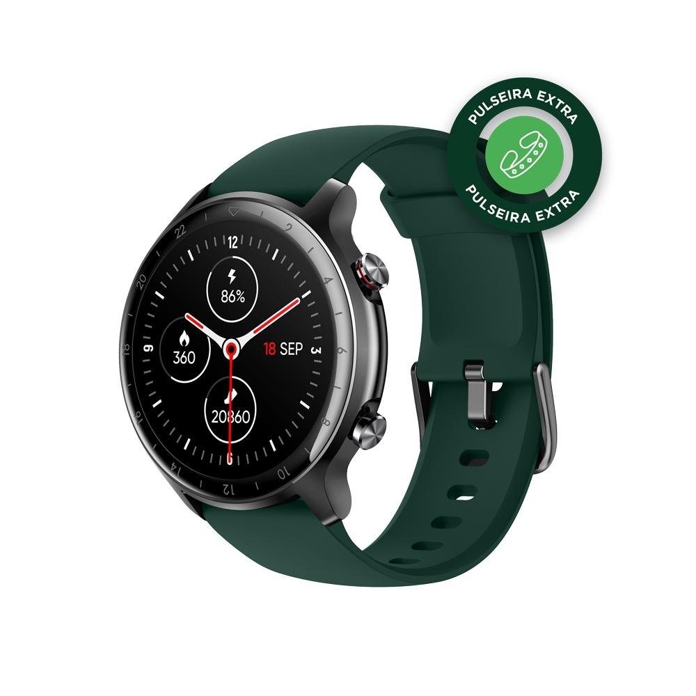 SmartWatch Balão.info Sports 700 GPS, Preto, Pulseira Extra Verde Escuro, Com GPS - HSPH001 - view 2