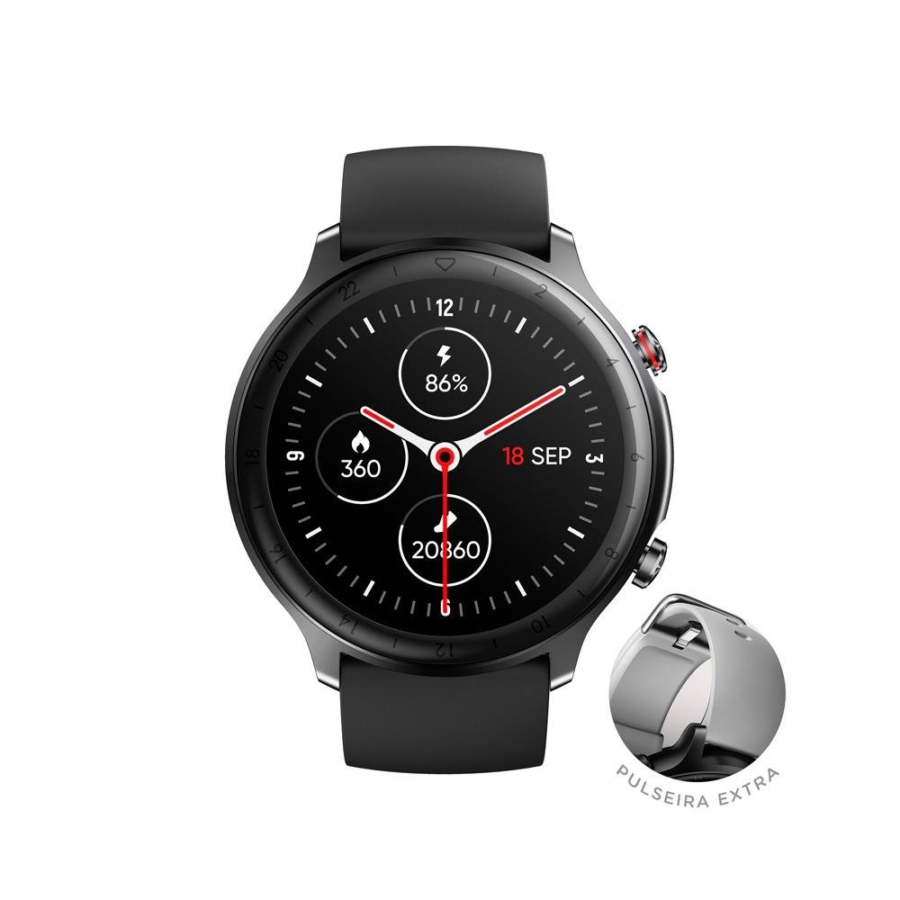 Imagem 3 de 4 do produto SmartWatch Husky Sports 700 GPS, Preto, Pulseira Extra Cinza, Com GPS - HSPH004