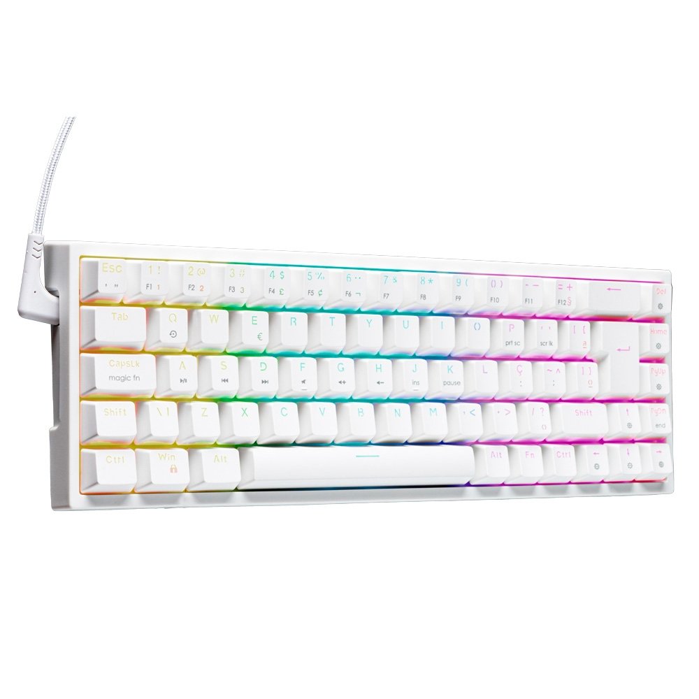 Teclado Mecânico Gamer Balão.info HailStorm, 65%, RGB, Switch Gateron Red, ABNT2, Branco - HTG002BRVR - view 2
