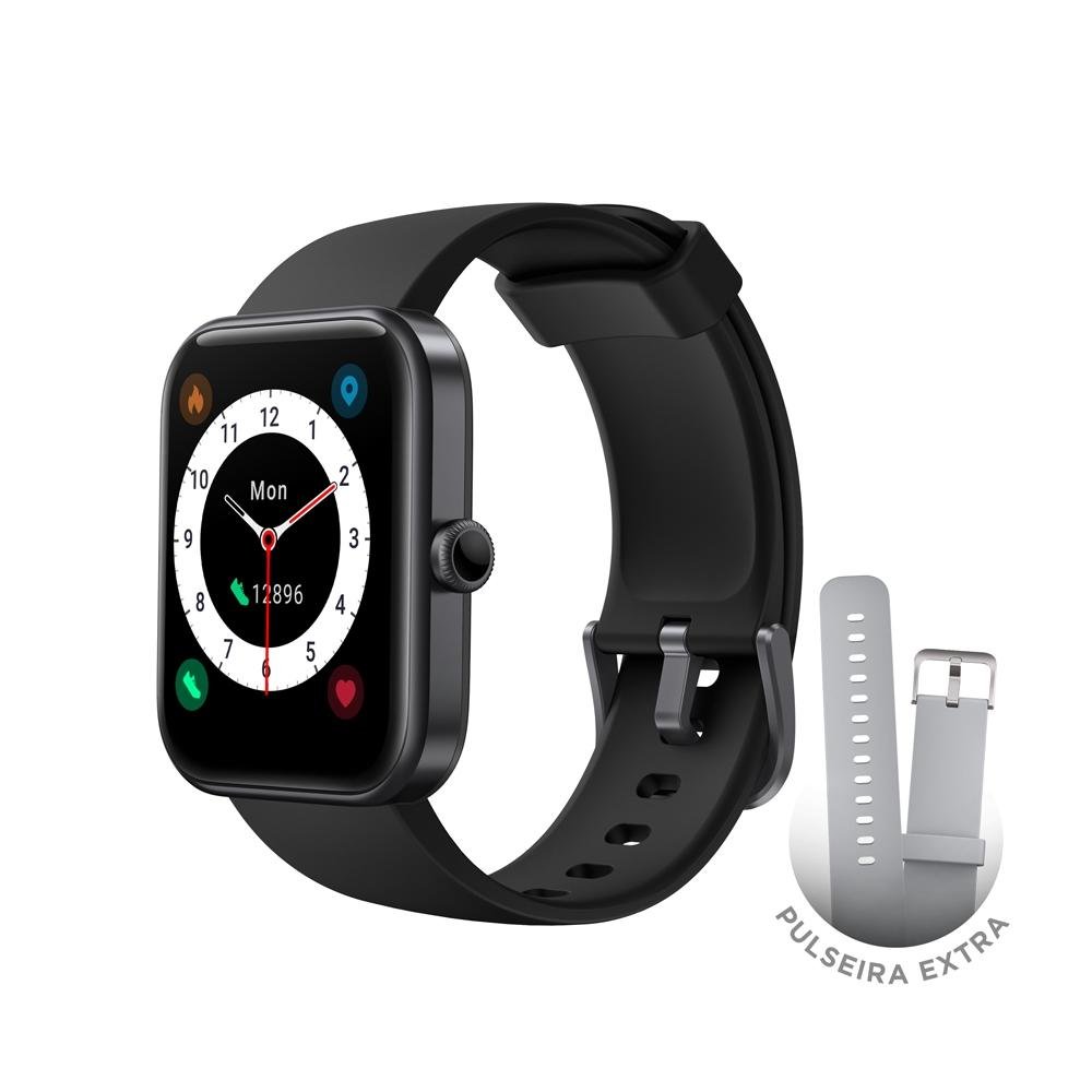 SmartWatch KaBuM! smart 700, Preto, Pulseira Extra Cinza Claro, Compatível IoT Alexa - KBSAC019