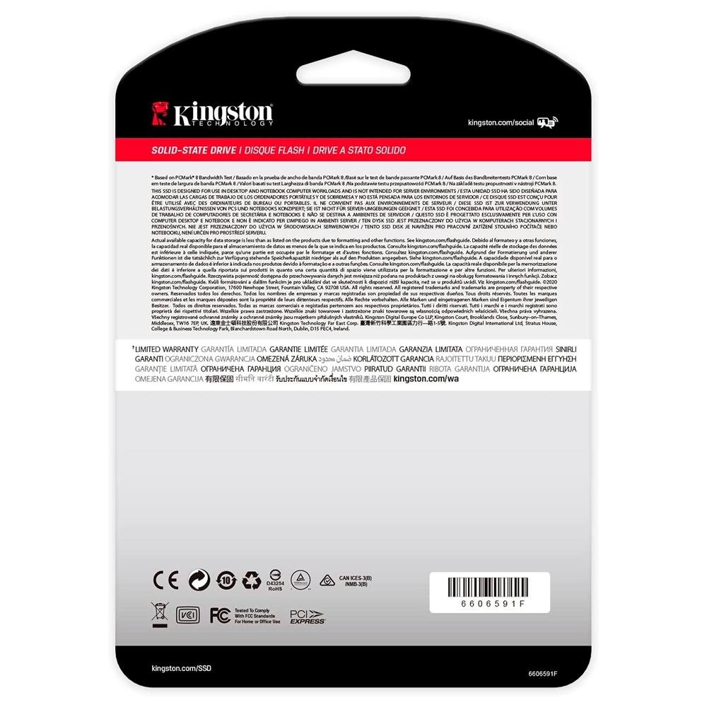 Imagem 5 de 5 do produto SSD 250 GB Kingston NV1, M.2 2280 NVMe, Leitura: 2100MB/s e Gravação: 1100MB/s - SNVS/250G