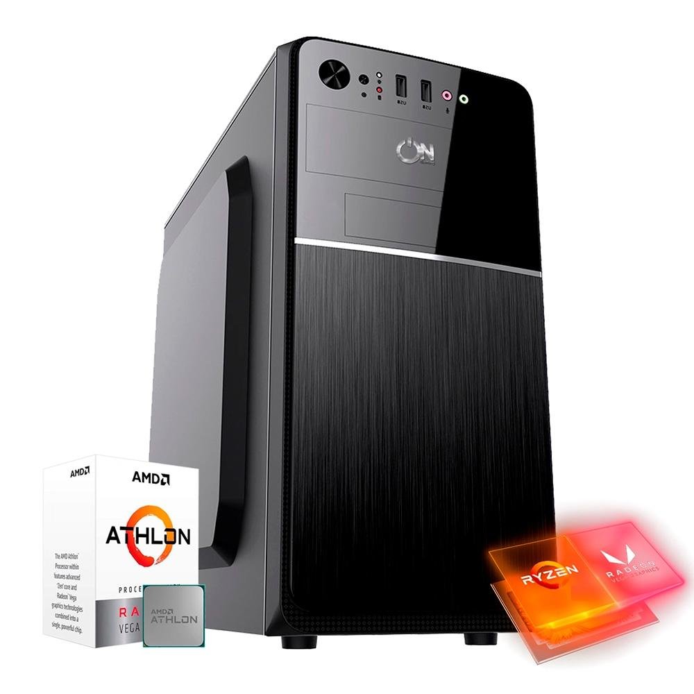 Imagem 2 de 7 do produto Computador OnPress Home AMD Atlhon 3000G, 8GB DDR4, SSD 240GB, Linux, Preto - ONH3000G08S24