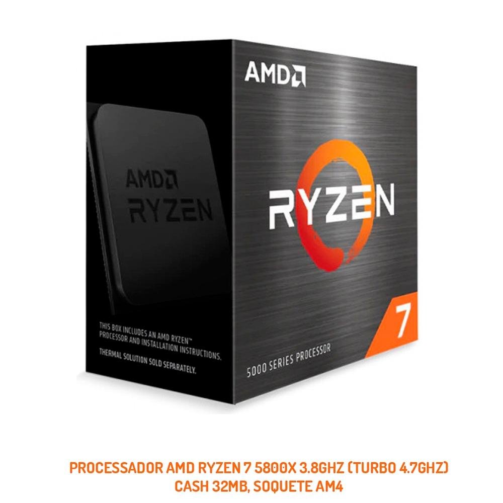 Imagem 2 de 11 do produto PC Gamer OnPress Powered By Asus AMD Ryzen 7 5800X, RTX 3070 8GB, 16GB DDR4, SSD 500GB, Linux, Preto - ONGR758XT3716M25