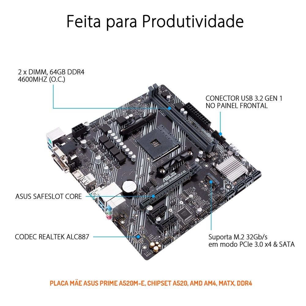 Imagem 6 de 10 do produto PC OnPress Powered By Asus AMD Ryzen 5 5600G, 1x Fan ARGB, 16GB DDR4, SSD 480GB, Linux, Preto - ONGR55600G16S48