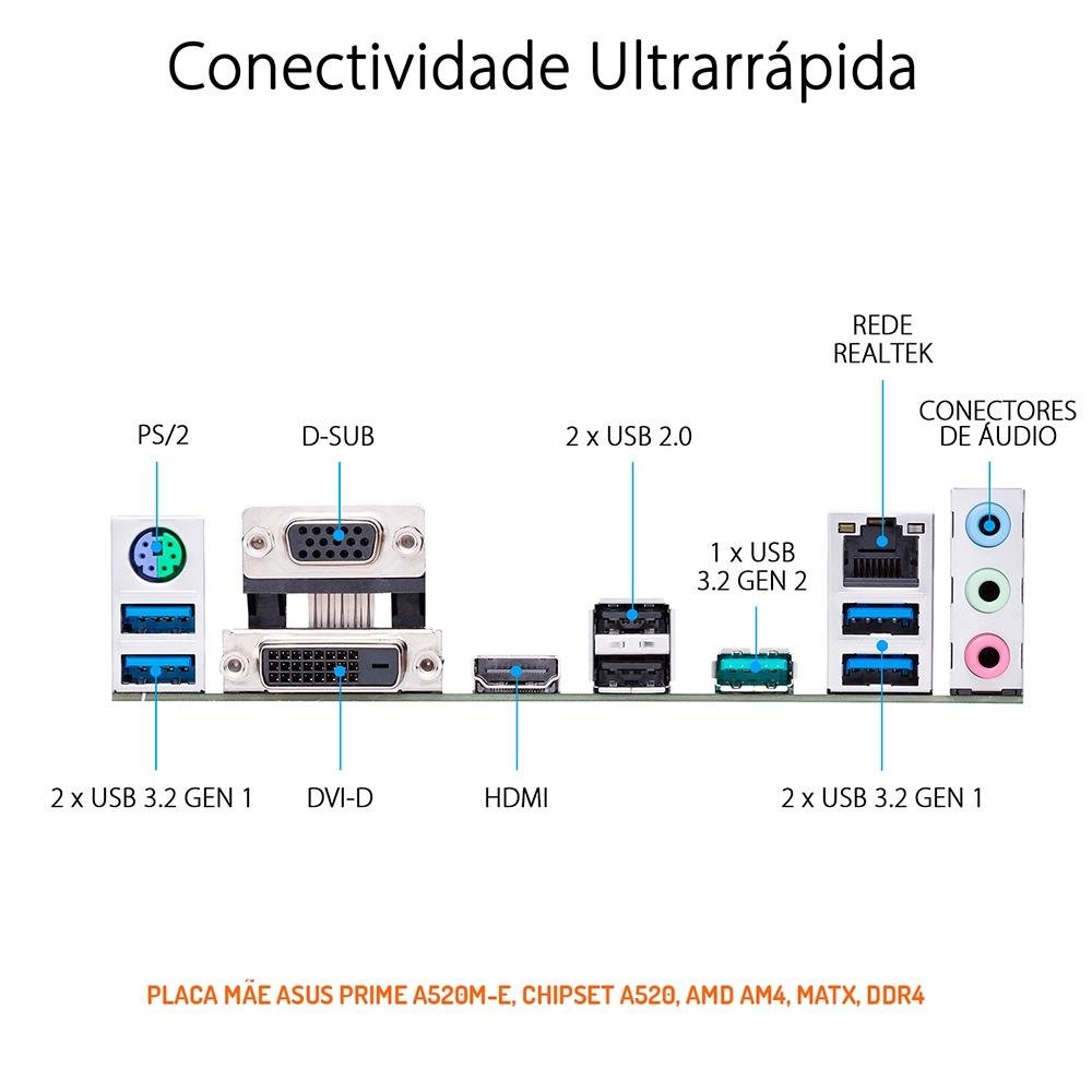 Imagem 7 de 10 do produto PC OnPress Powered By Asus AMD Ryzen 5 5600G, 1x Fan ARGB, 16GB DDR4, SSD 480GB, Linux, Preto - ONGR55600G16S48